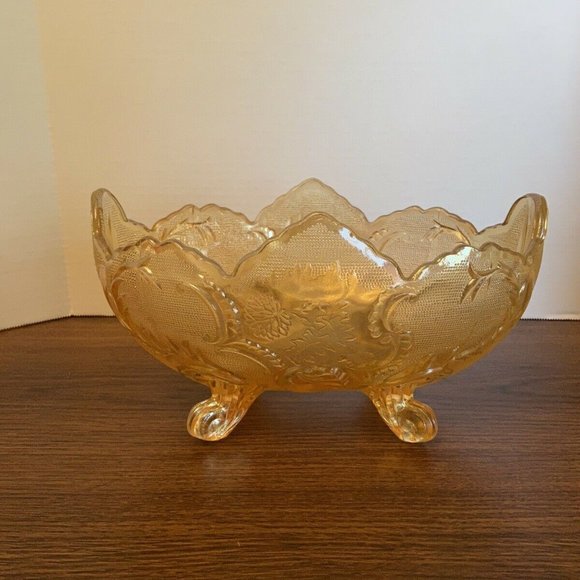 Dining Vintage Marigold Iridescent 4 Footed Carnival Glass